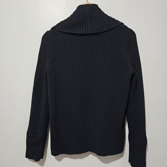 Calvin Klein Jeans - Cardigan Sweater Ribbed Wrap Knit - Size L - Black - Picture 3 of 7